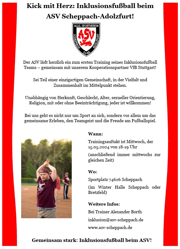 Der ASV Scheppach-Adolzfurt startet ein inklusives Fussballangebot!