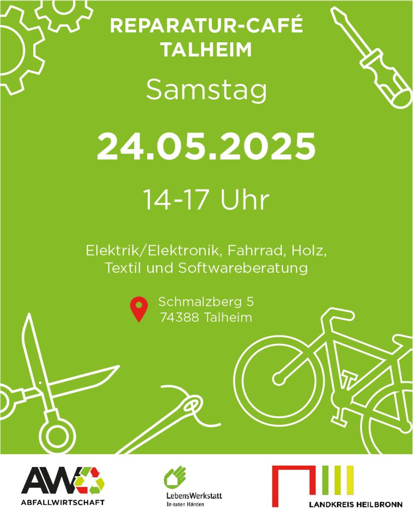 Reparatur-Café am Samstag 24. Mai in Talheim