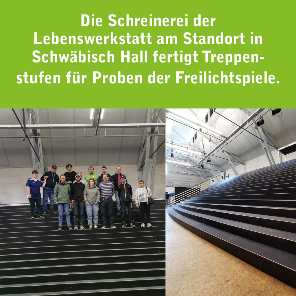 mitarbeiter der lw stehen auf einer großen treppe