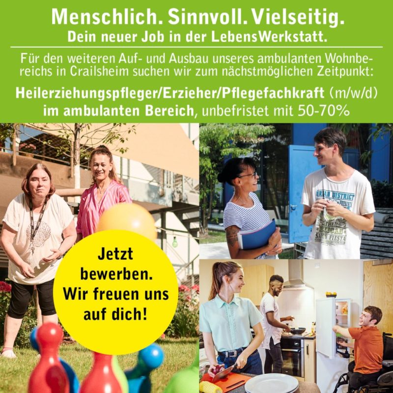 bildcollage von fröhlichen menschen die bei der LebensErtkstatt arbeiten