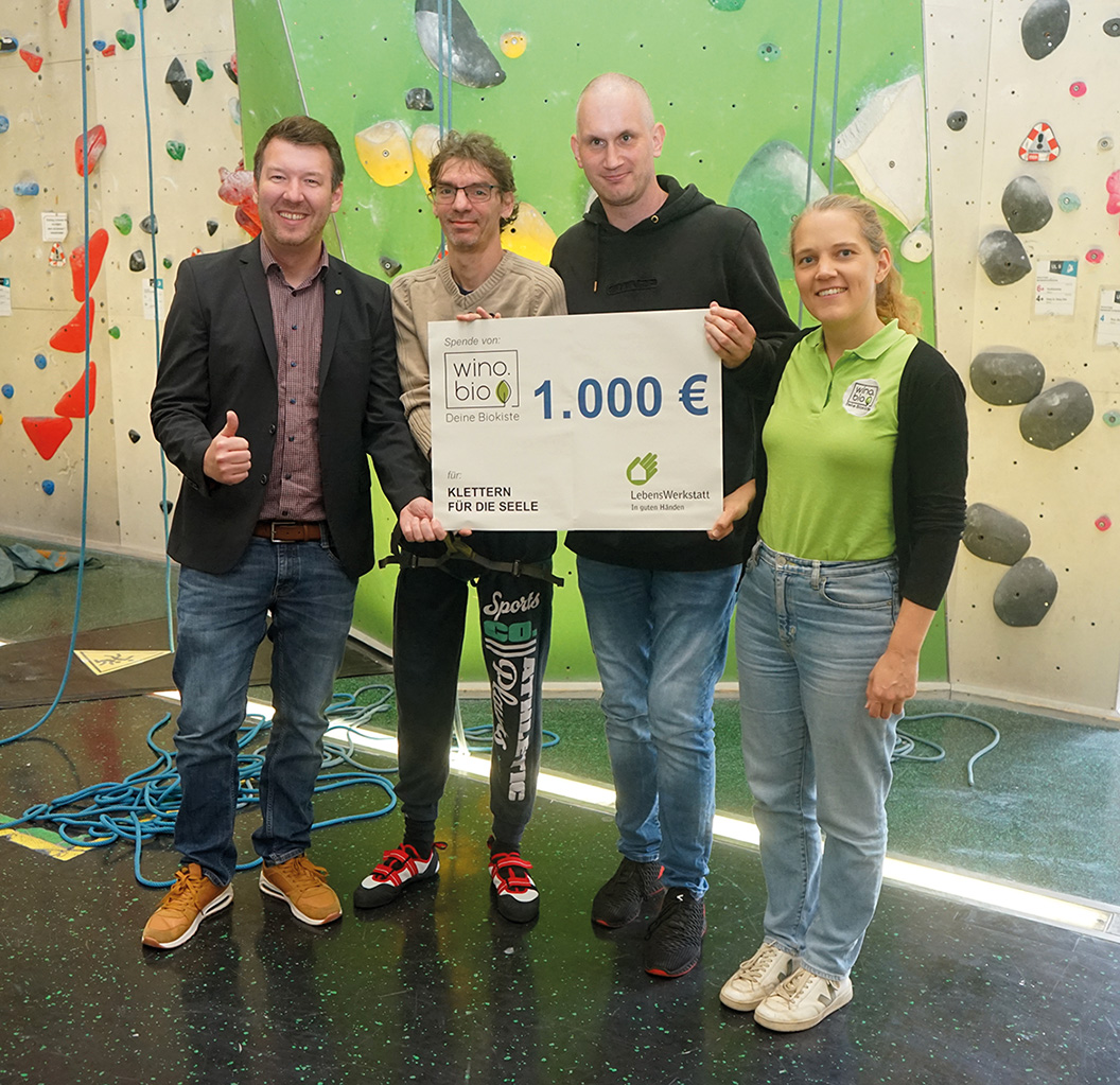 1.000 € Spende von Wino Bio für unser Kletterprojekt