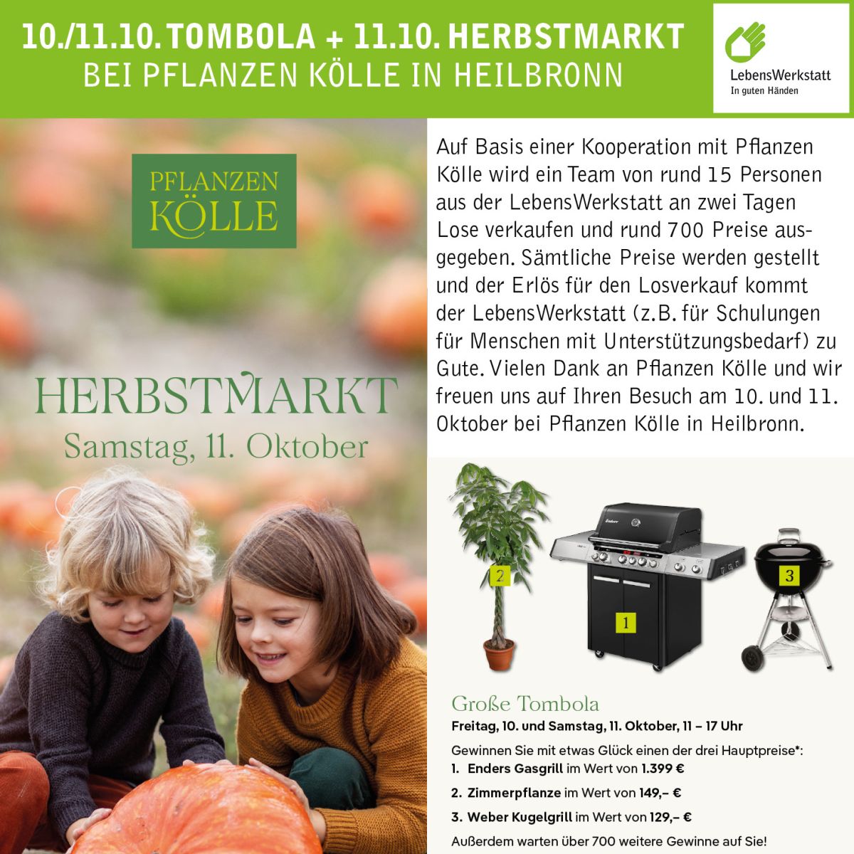 Herbstmarkt & Tombola bei Pflanzen Kölle Heilbronn – wir sind dabei