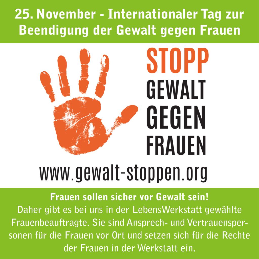 plakat mit text "stopp gewalt gegen frauen!