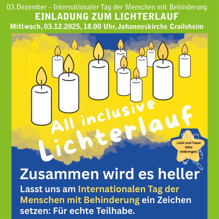 Plakat mit gezeichneten Kerzen und Termin