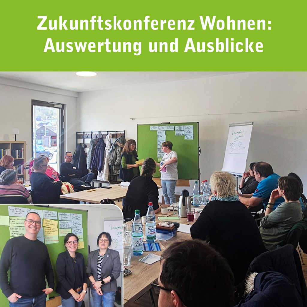 eilnehmer der Zukunftskonferenz Wohnen diskutieren Ideen und Perspektiven für die Wohnraumgestaltung.