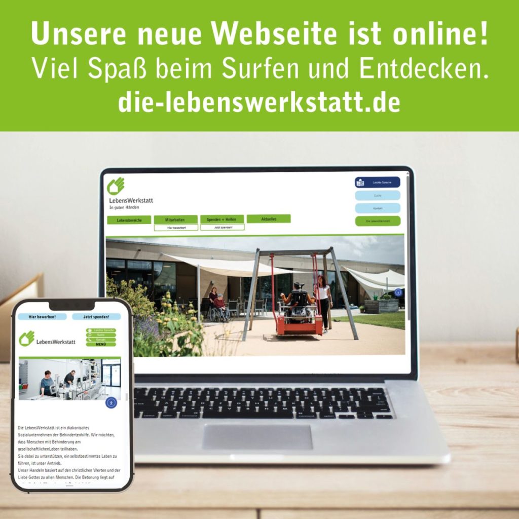 Neue Webseite von LebensWerkstatt auf Laptop und Smartphone, mit den Tipps zum Surfen und Entdecken.