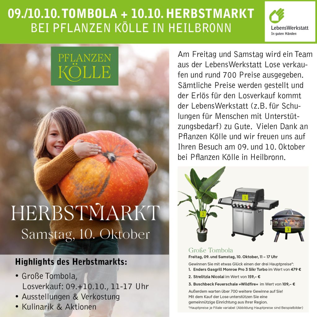 Ein Kind hält einen großen Kürbis bei einem Herbstmarkt in Heilbronn, der am 9. und 10. Oktober stattfindet.